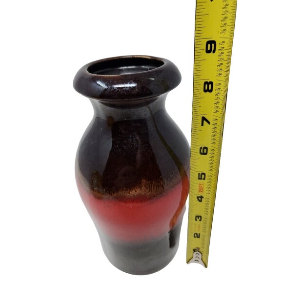 Vase Scheurich West Germany Pottery 208-21 Brown & Red Vase - Picture 5 of 9